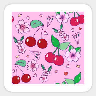 Cherries and Blossoms Pattern Sticker